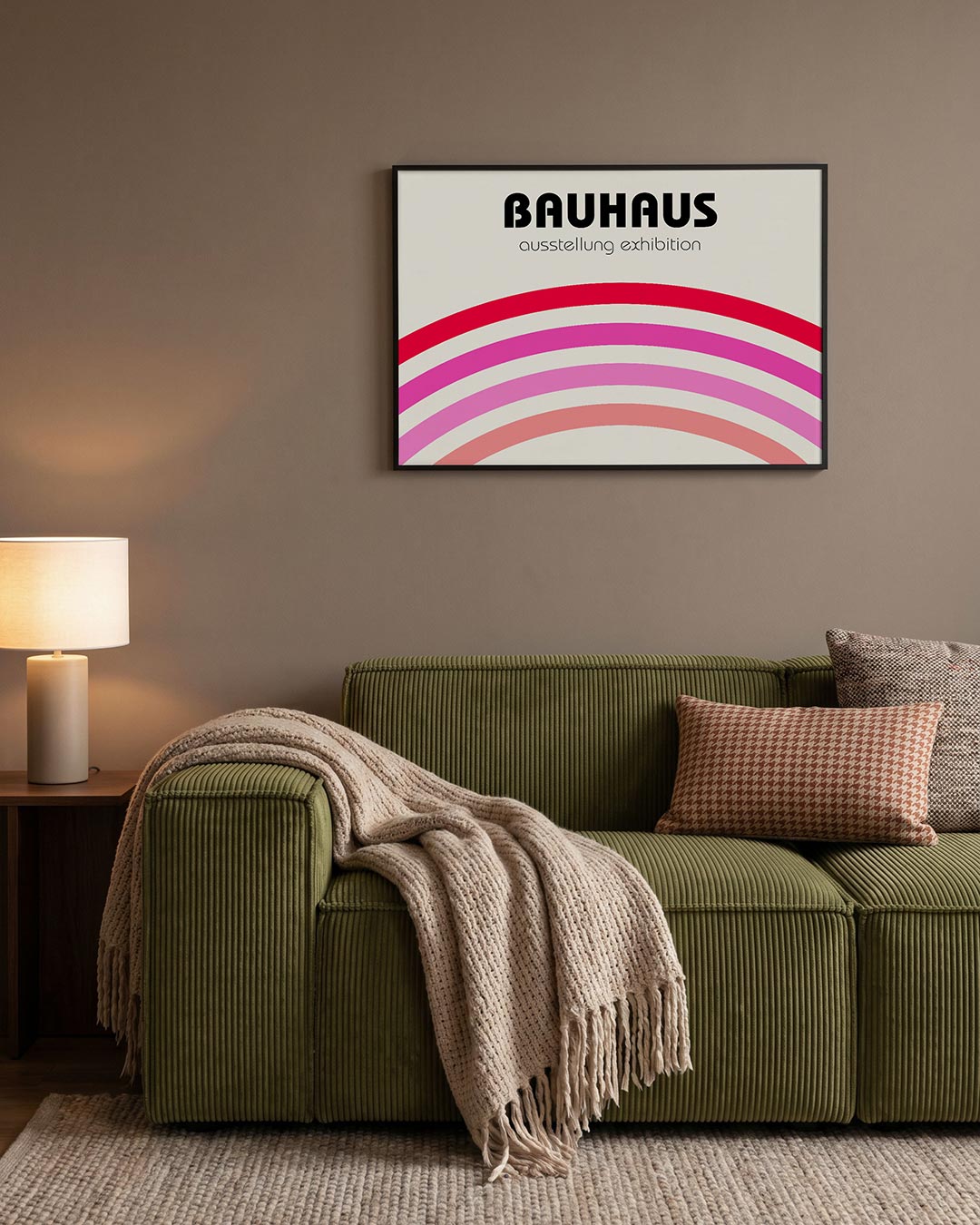 Kleurboog en tekst – geometrische Bauhaus poster in liggend formaat