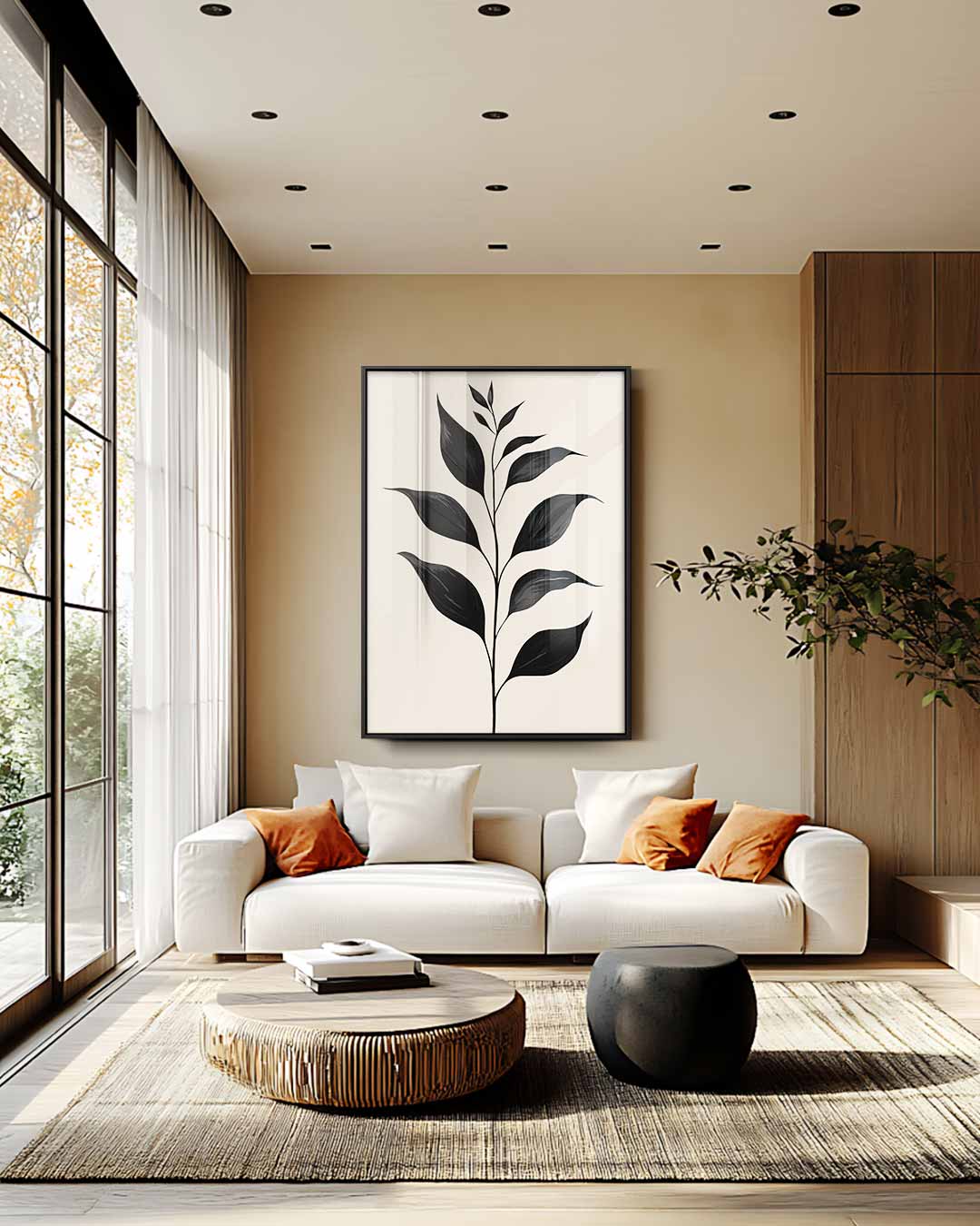 Minimalistisch Botanisch Kunstwerk – staande wandkunst voor woonkamer of interieur