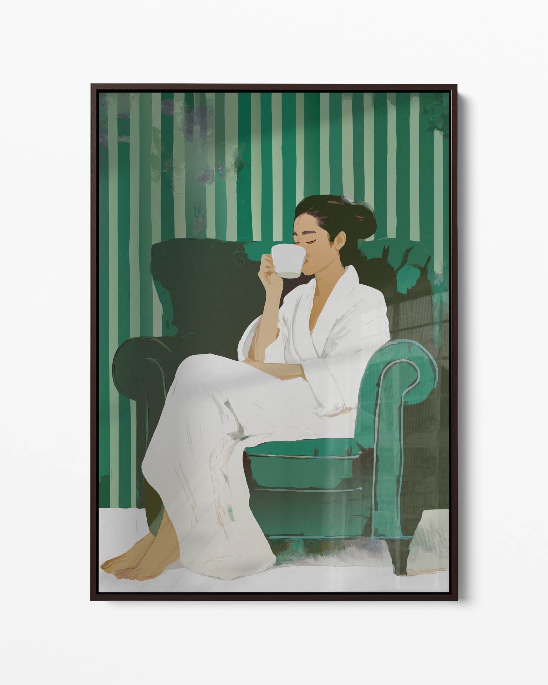 Ontspannen Ochtendmoment – portret kunstwerk als wanddecoratie