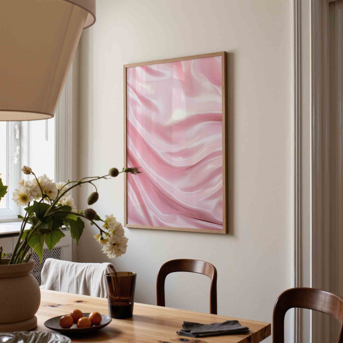 Zachte roze textuur – kunst en design poster in portret formaat