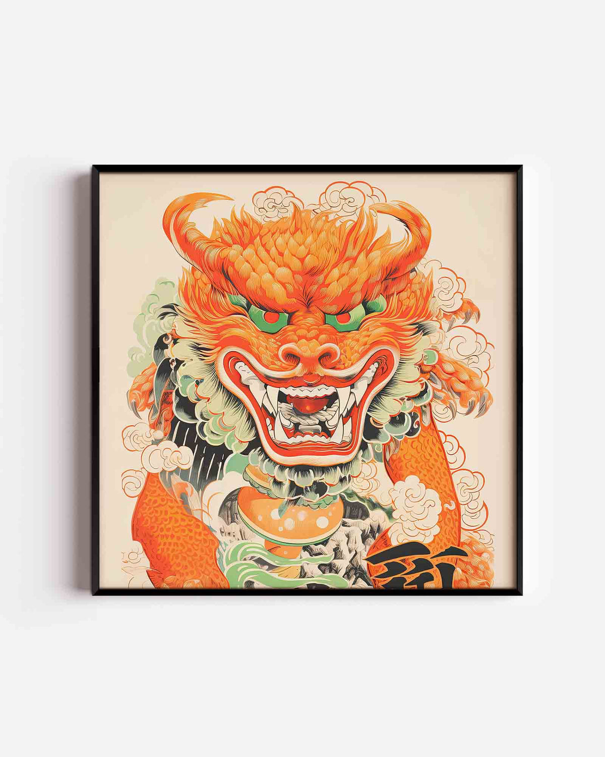Draak met wolken – Aziatische vierkante poster als wanddecoratie