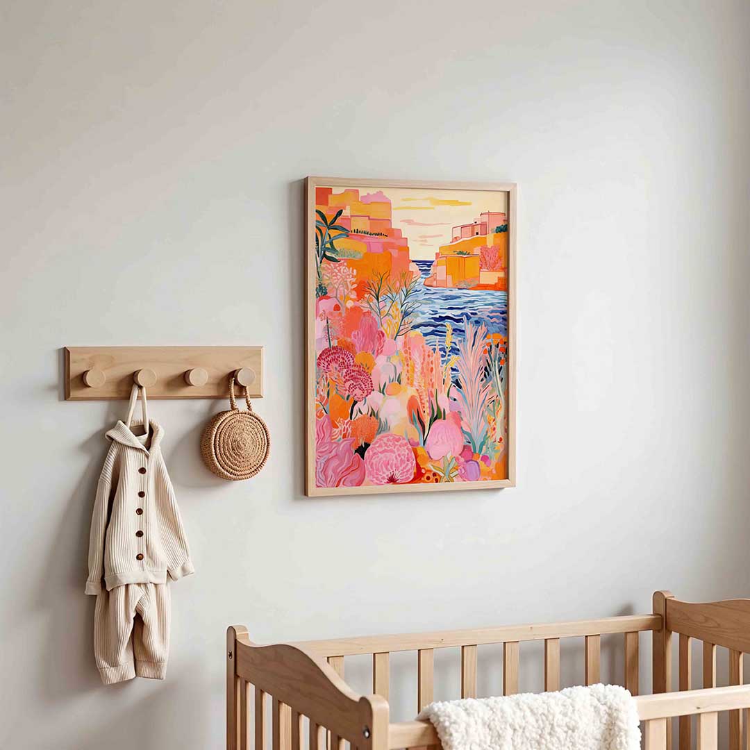 Kleurrijke kustlijn – kinderposter in staand formaat
