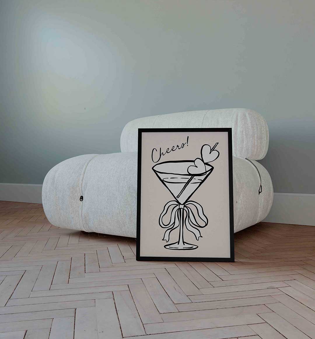 Cheers cocktailglas – Pop Art wandkunst als portret poster