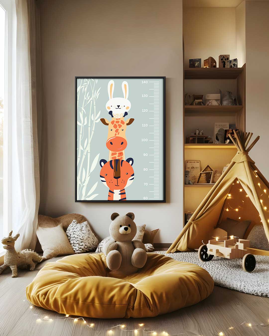 Dieren Groeimeter Poster – staand kunstwerk voor modern interieur