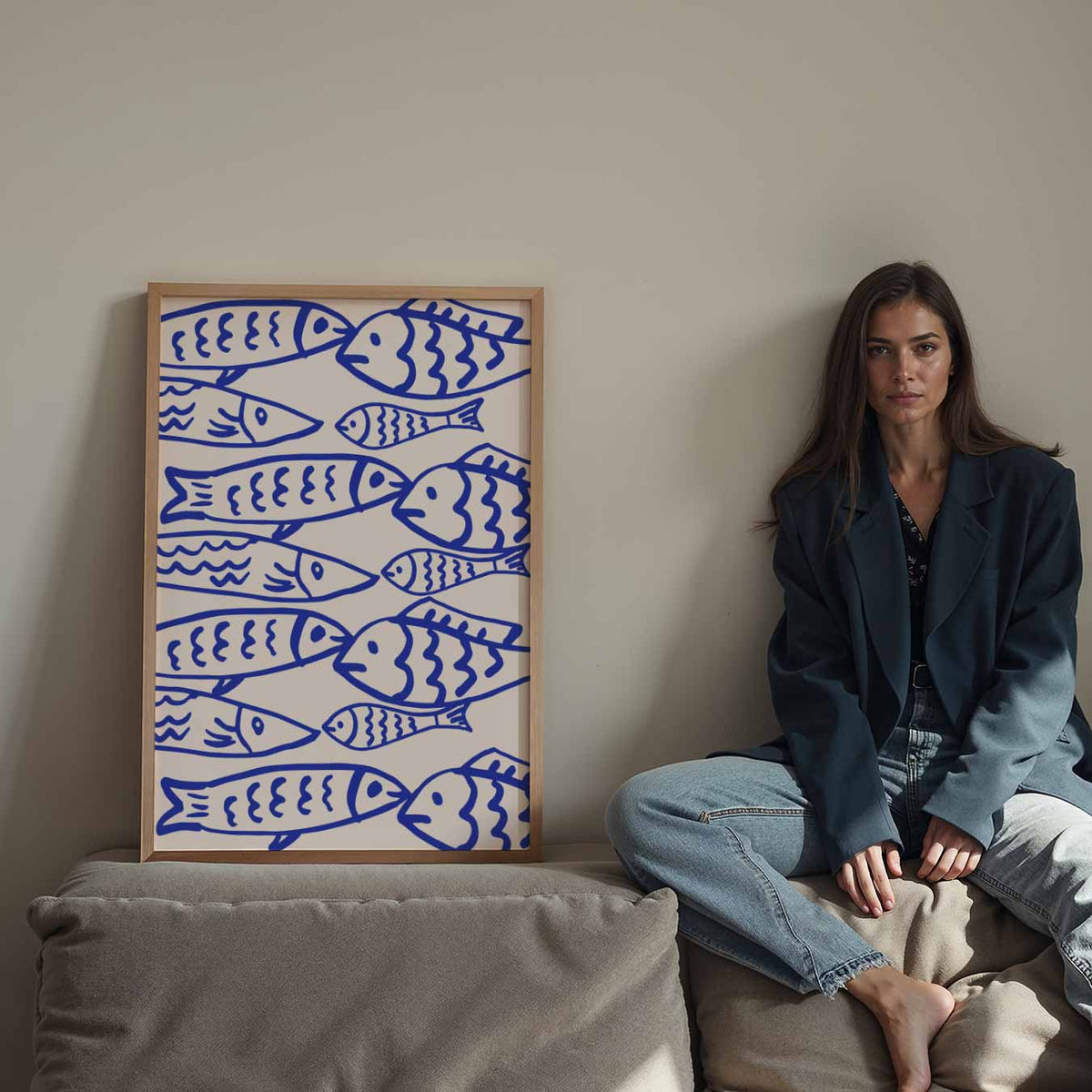 Vispatroon Kunstposter – staande keuken wanddecoratie van WallArtistic