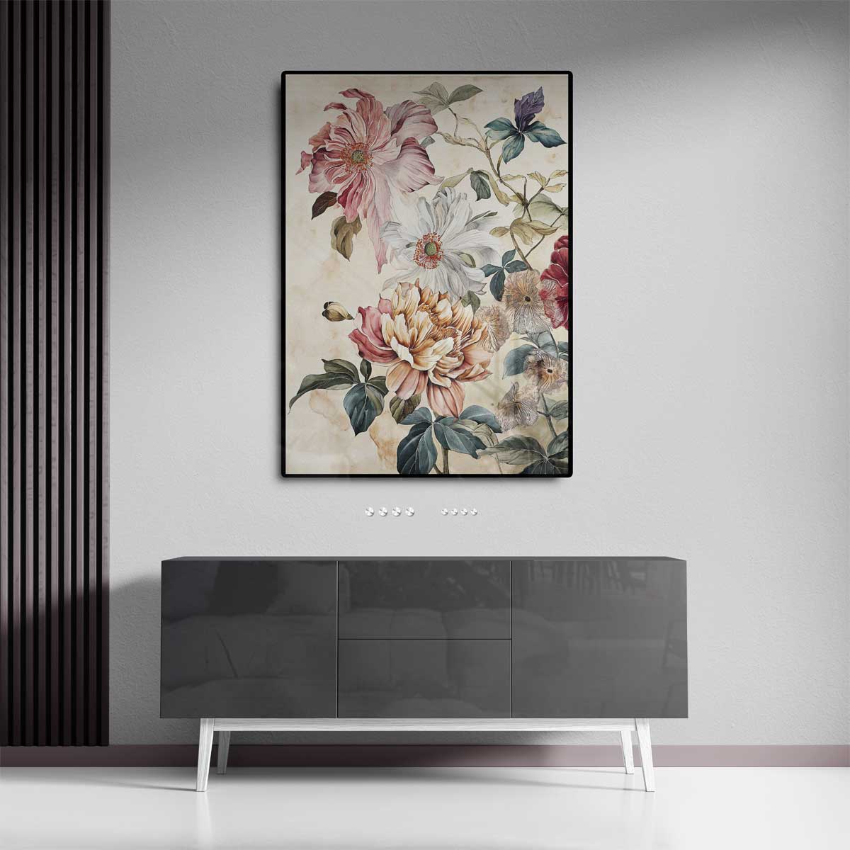 Bloemenpracht in Aquarel – dibond wanddecoratie in staand formaat