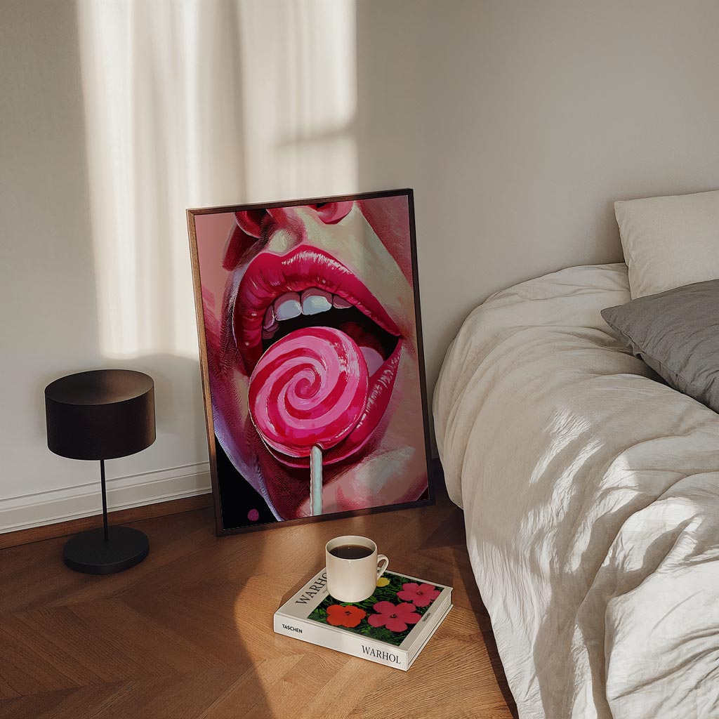 Lollipop Lips Poster II – staande Popart wanddecoratie van WallArtistic
