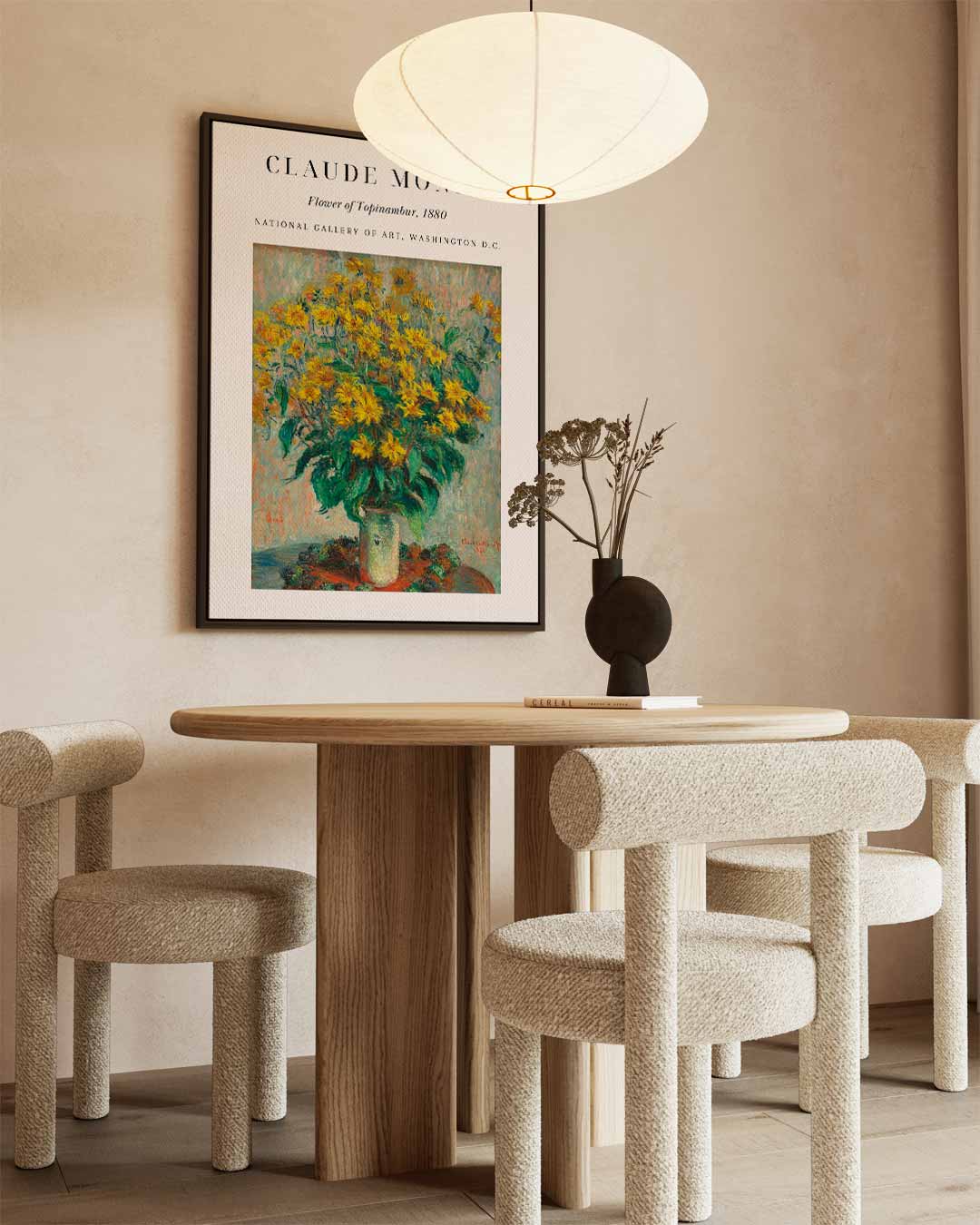 Zonnige Bloemenpracht in Vaas – modern portret kunstwerk van WallArtistic