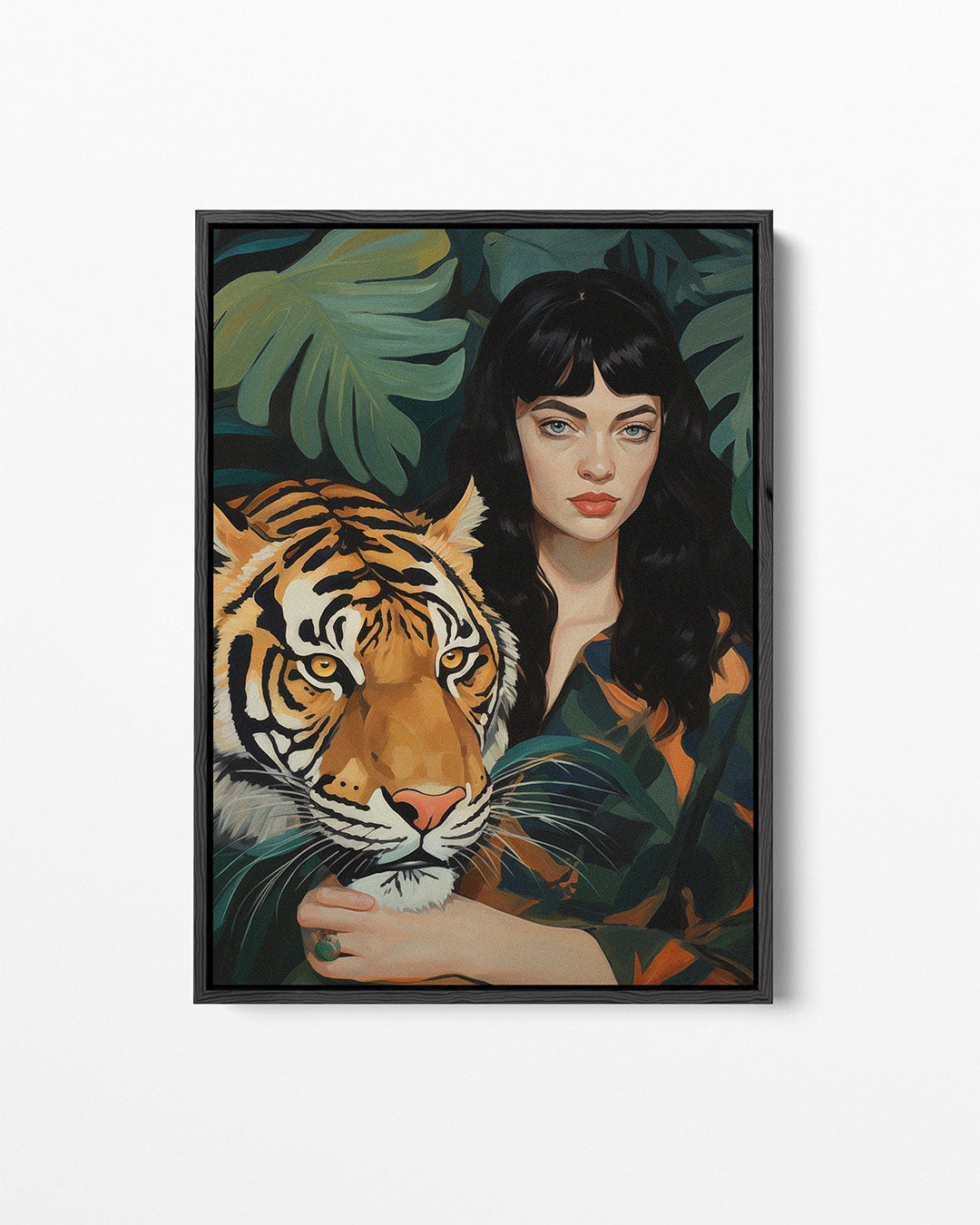 Vrouw met tijger – staand wanddecoratie kunstwerk