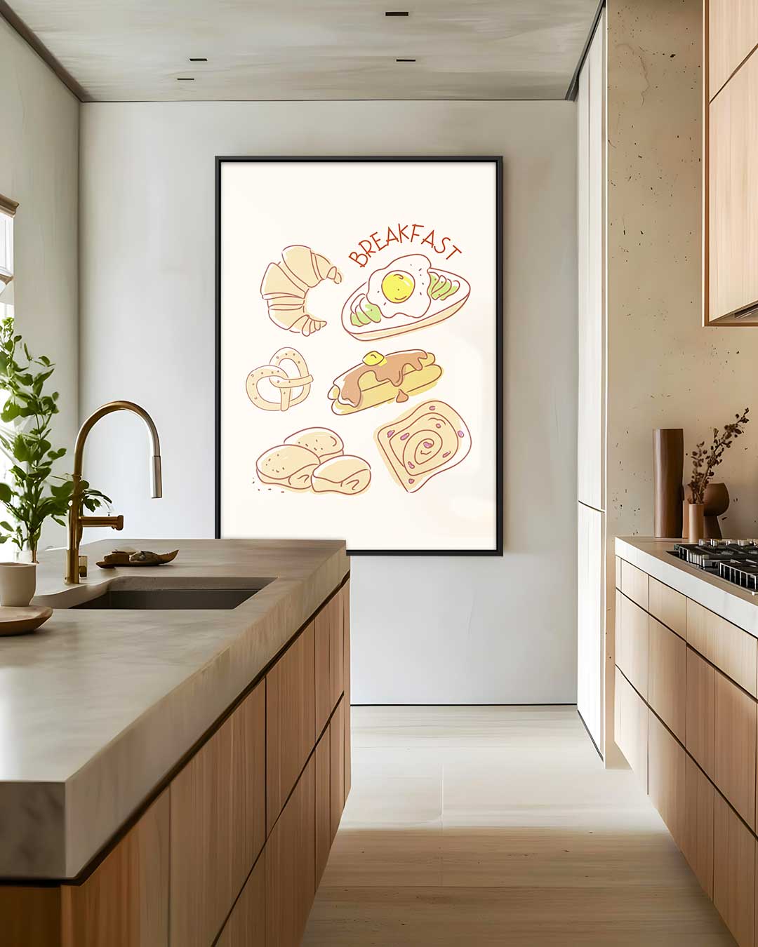 Ontbijt Illustratie – staand kunstwerk voor modern interieur