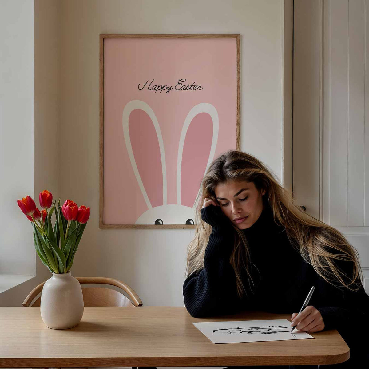 Vrolijke Paas Bunny – paasposter in staand formaat