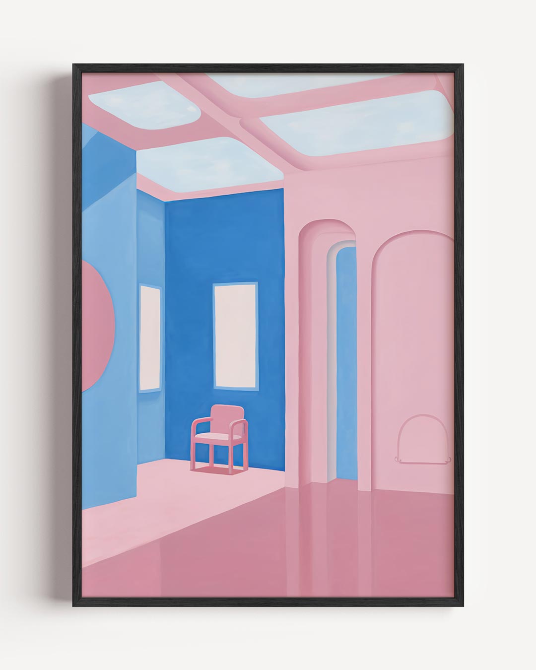 Dromerige Roze Interieur – kleurrijke abstracte portret poster als wanddecoratie