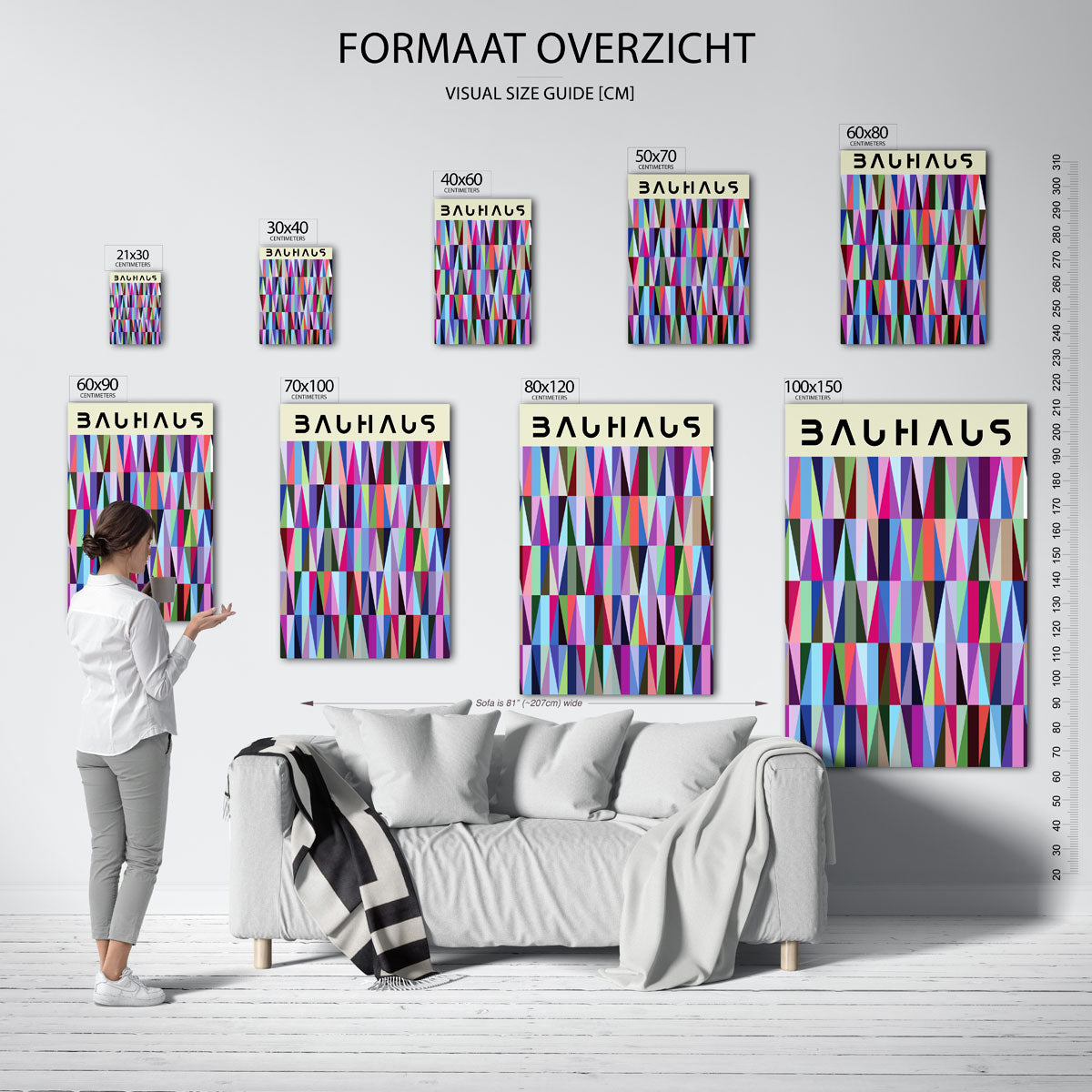 Vormritme en kleur – geometrische poster in Bauhaus-stijl van WallArtistic