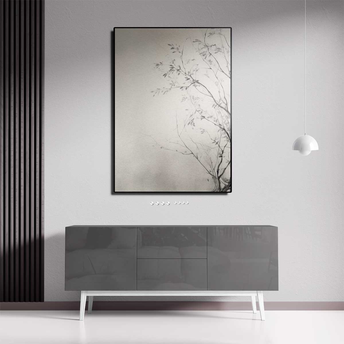 Subtiele Natuurtekening – staande wandkunst voor woonkamer of interieur