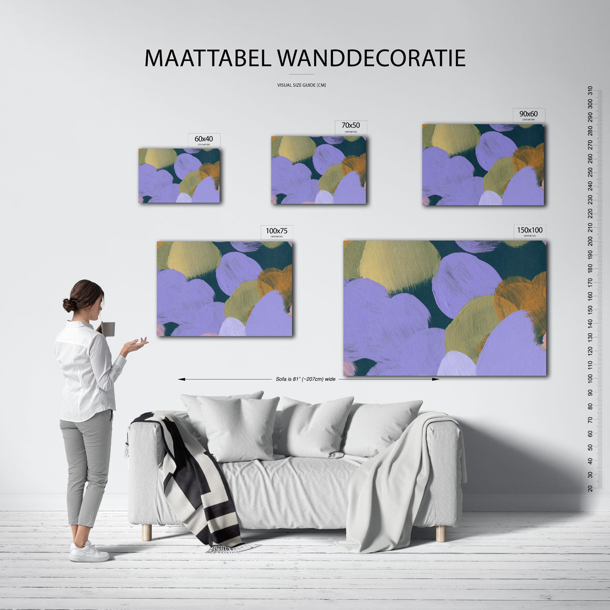 Kleurrijke vormen – Wanddecoratie kunstwerk – moderne liggende wandkunst