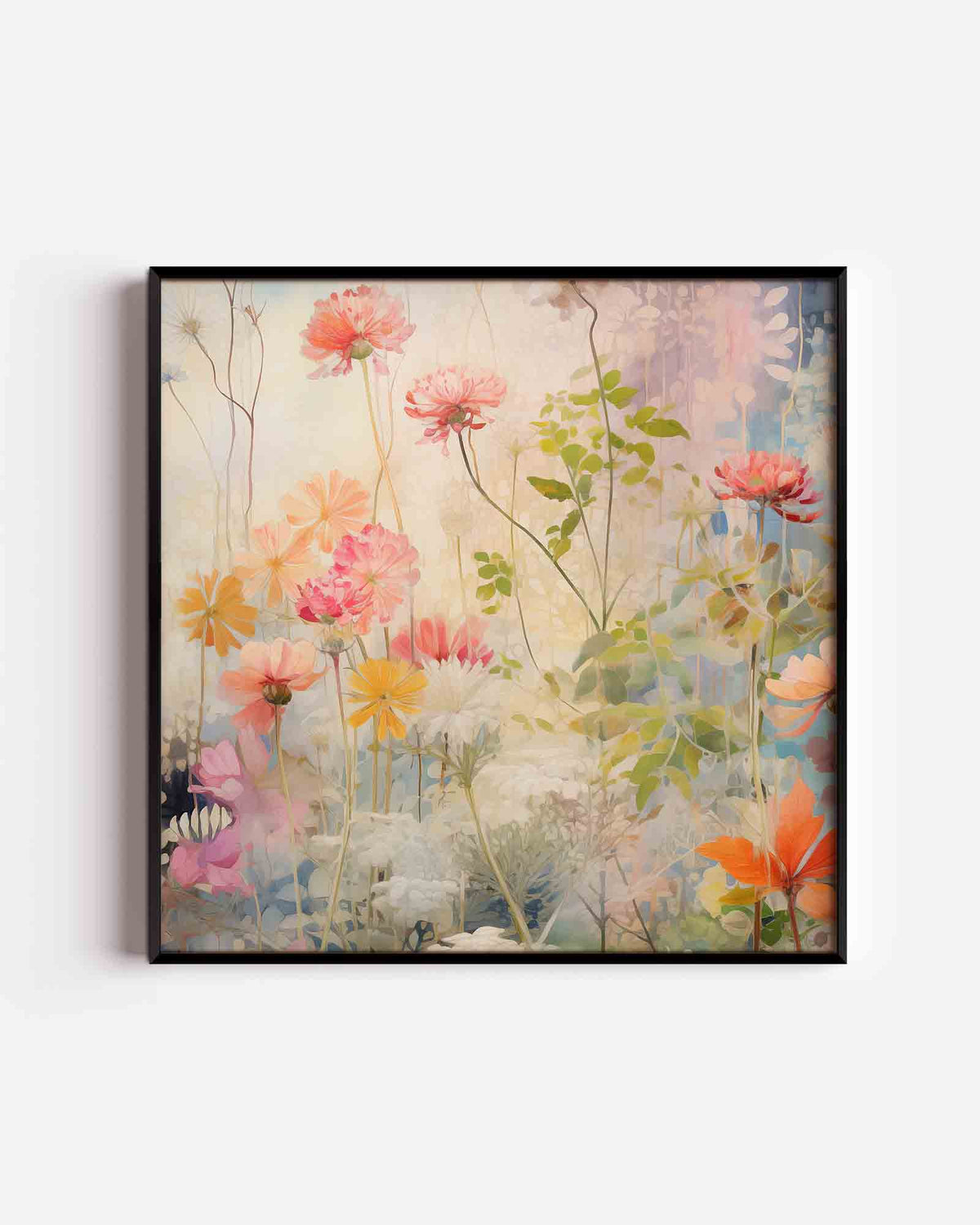 Bloemen en bladeren – bloemen vierkante poster als wanddecoratie