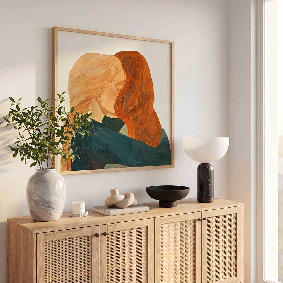 Omhelzing – kunst en design poster in vierkant formaat