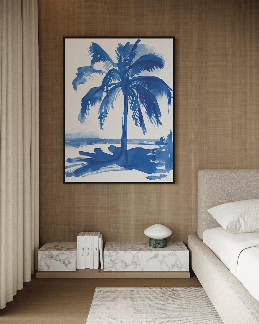 Blauwe palmboom – staand wanddecoratie kunstwerk