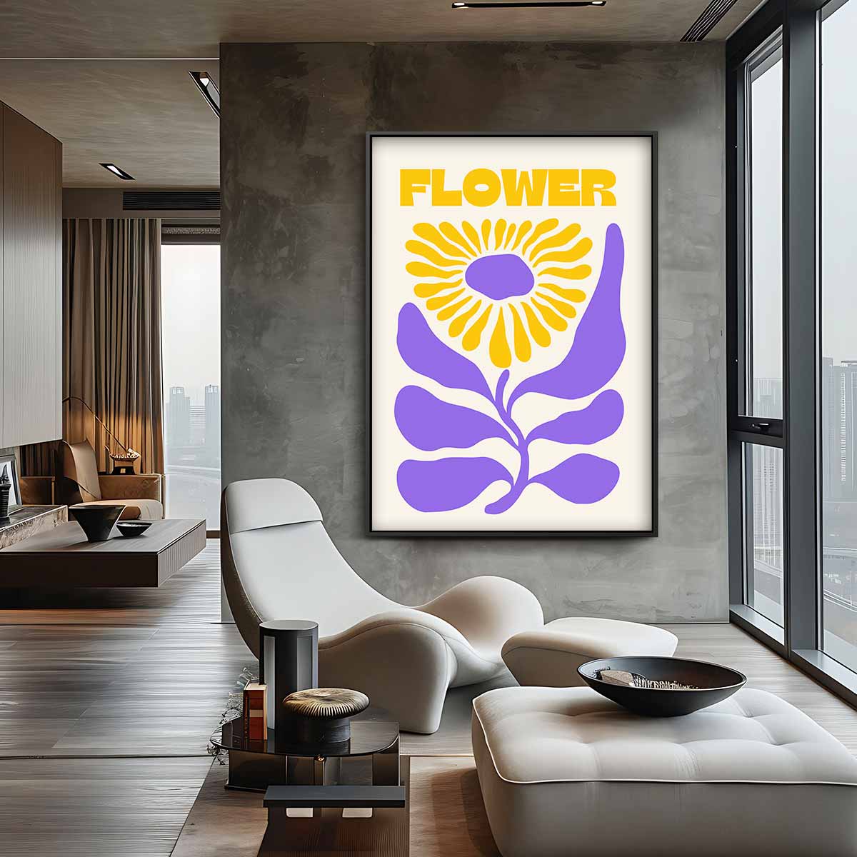 Vrolijke Bloem Illustratie – canvas kunstwerk als wanddecoratie