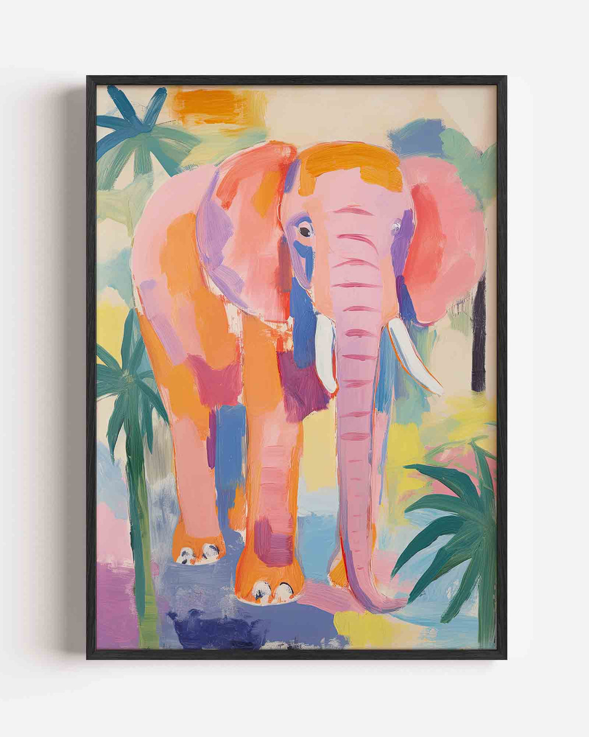 Roze olifant – kids portret poster als wanddecoratie