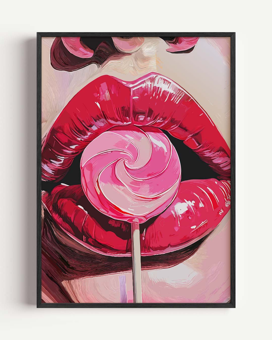 Pop Art Lolly Lips – zomer portret poster als wanddecoratie