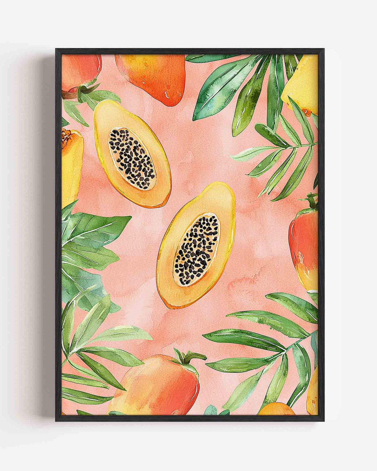 Papaja en bladeren – jungle portret poster als wanddecoratie