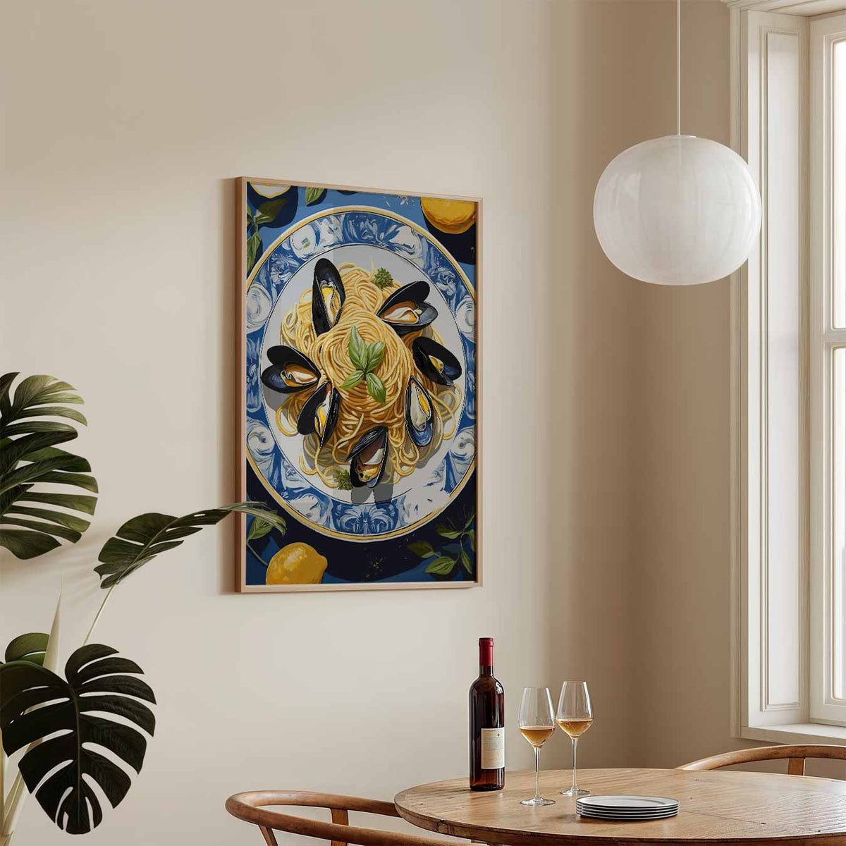 Mediterrane Spaghetti Sfeerposter – keukenposter in staand formaat