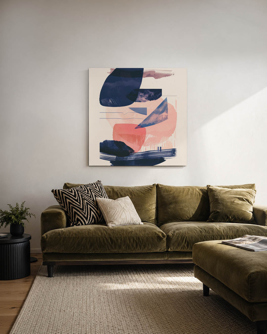 Dynamische vormen compositie kunstwerk – derde productweergave – dit werk toont een speelse mix van organische en