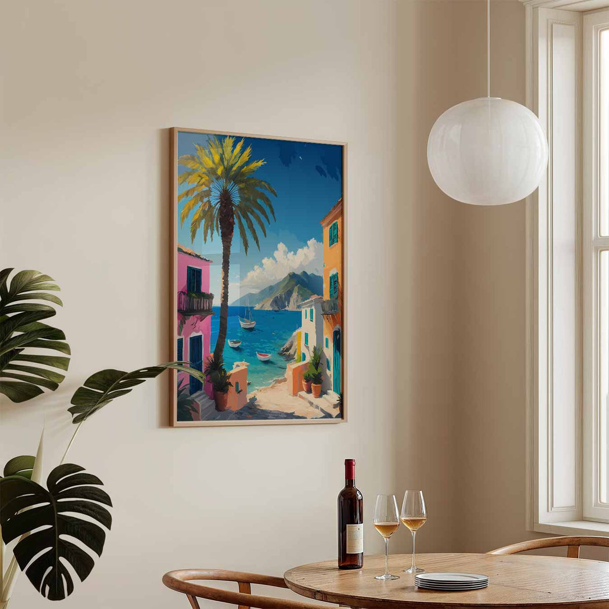 Mediterrane Droomlandschap – zomerse wandkunst als portret poster