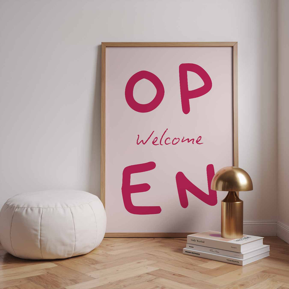 Vrolijke Welkomstposter – staande muurposter met quote