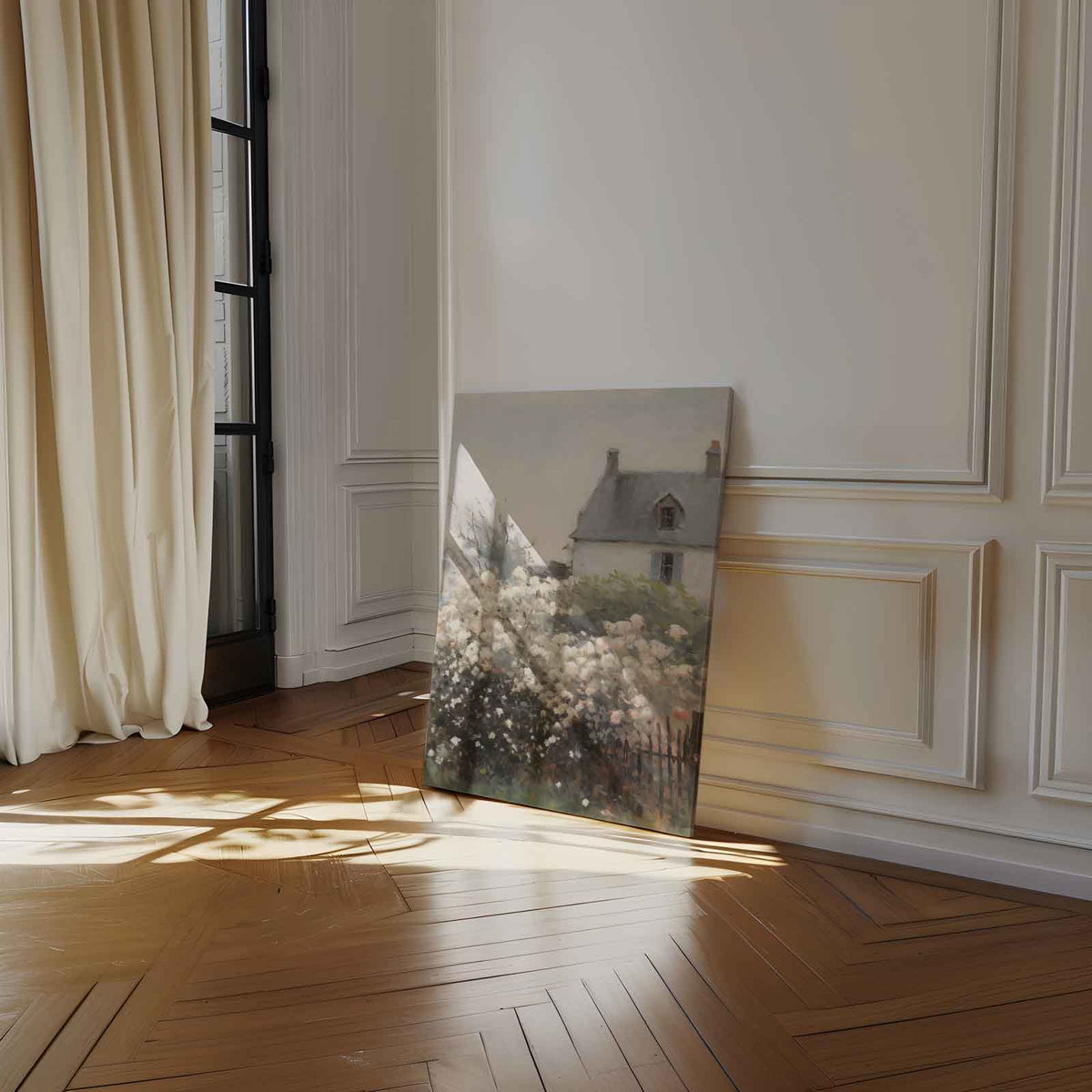 Rustieke Bloementuin bij het Landhuis – staand kunstwerk voor modern interieur