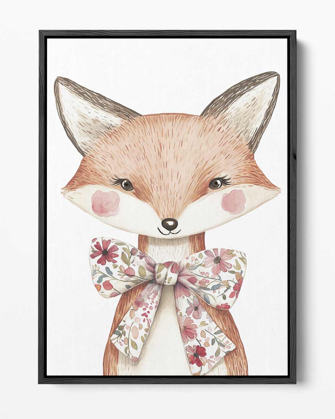 Schattige Vos met Bloemendasje – portret kunstwerk als wanddecoratie