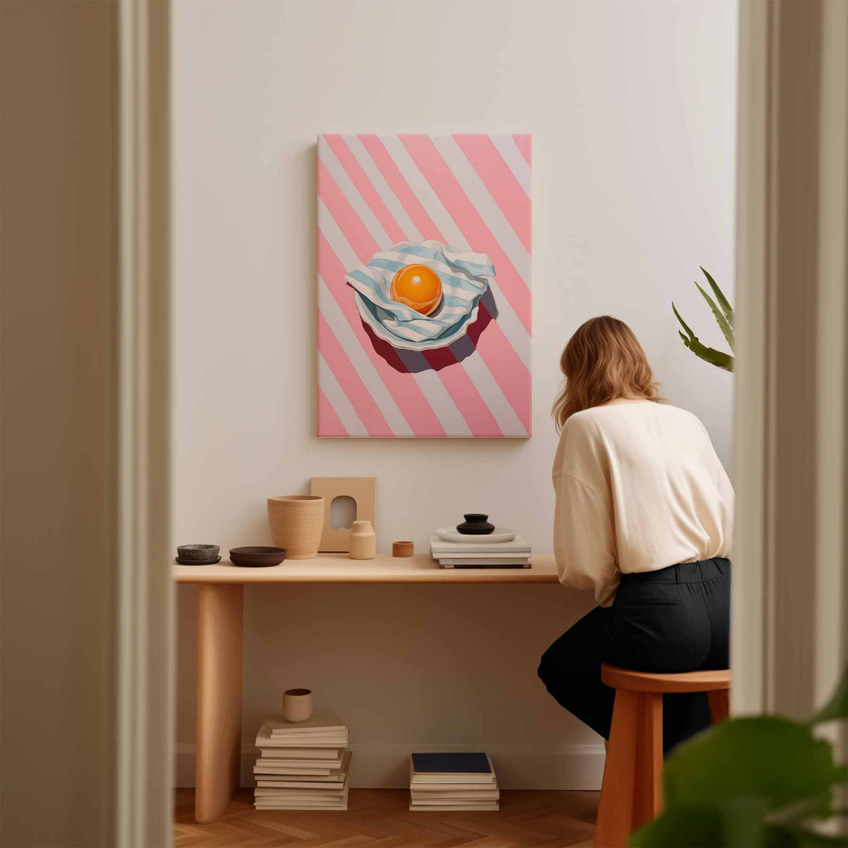 Zomerse Vrucht in Strepen – plexiglas kunstwerk als wanddecoratie
