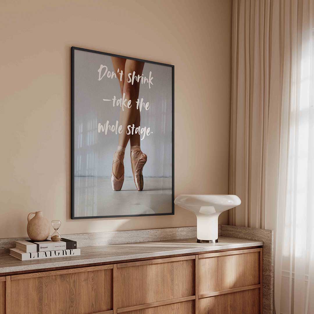 Balletschoenen en tekst – kleurrijke Pop Art poster in staand formaat
