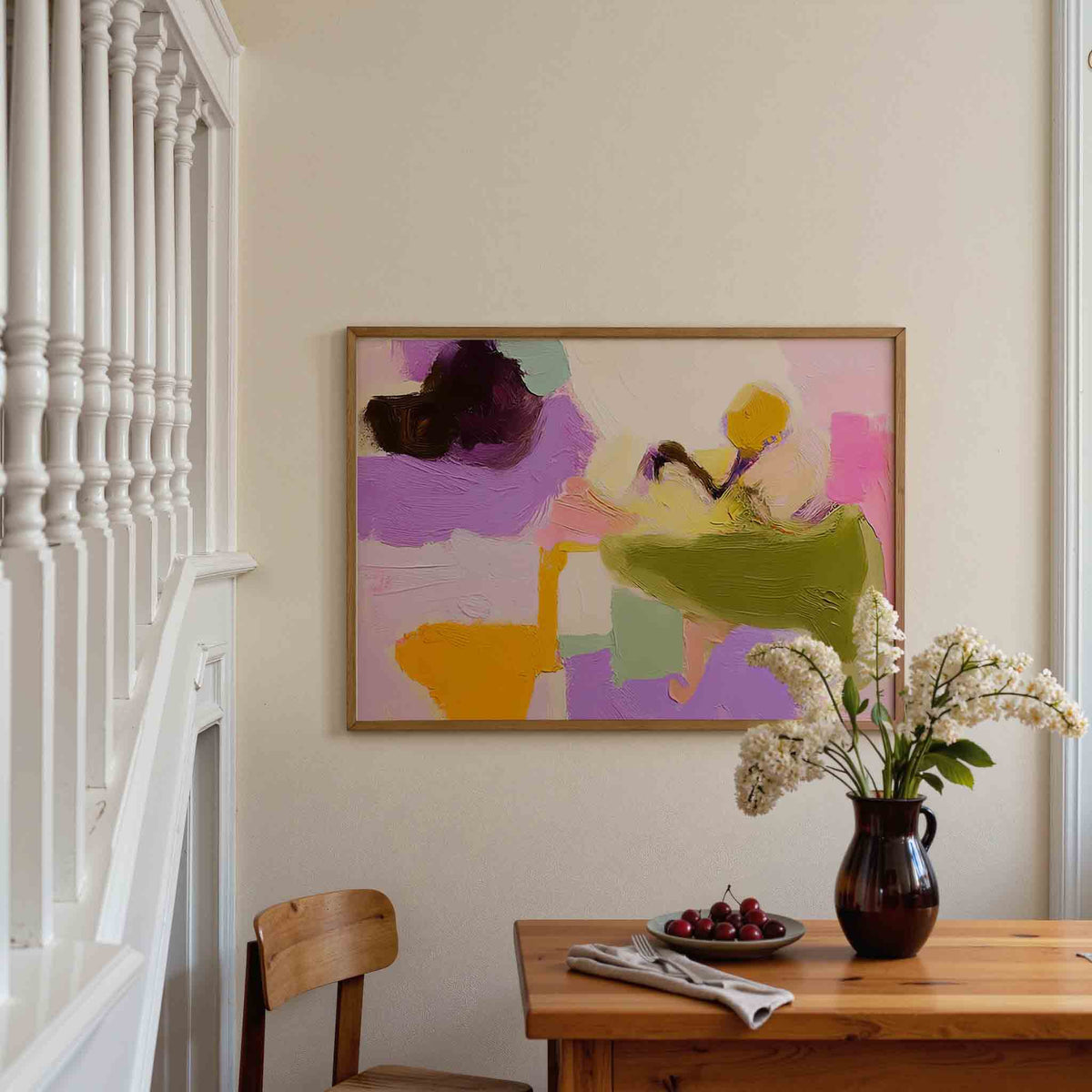 Abstracte vormen en kleuren – botanische poster in liggend formaat