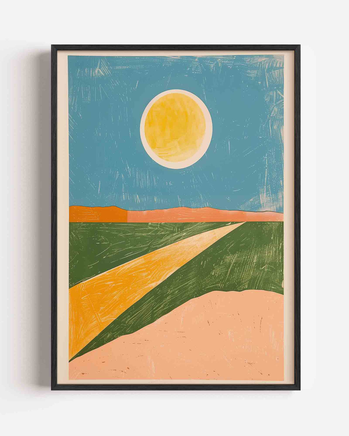 Zon en landschap – hedendaagse illustratie portret poster als wanddecoratie