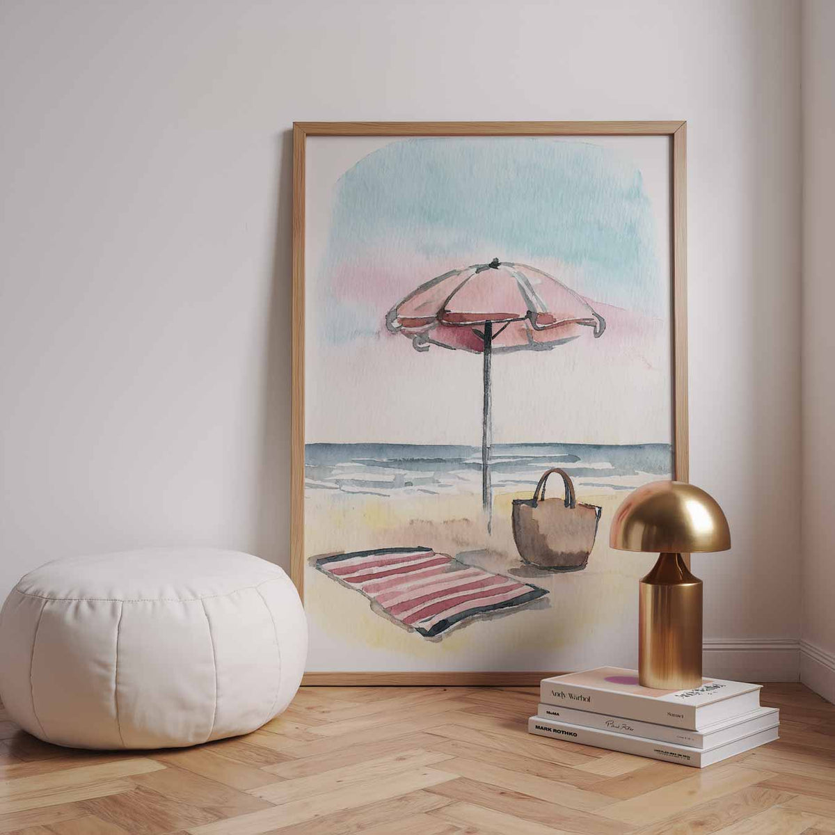 Zomerse Stranddag Posters – dierenillustratie als portret poster
