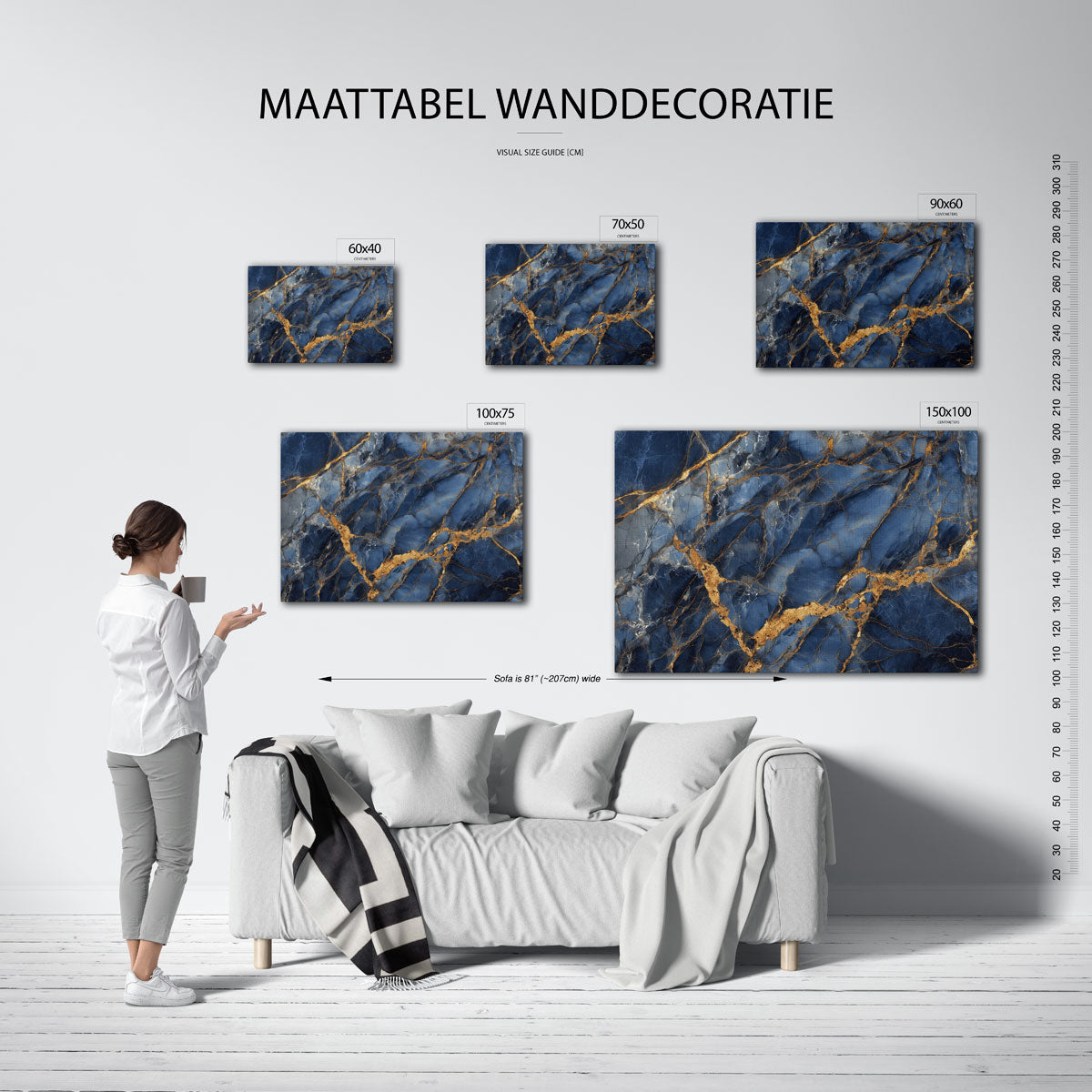 Marmer textuur – moderne liggende wandkunst