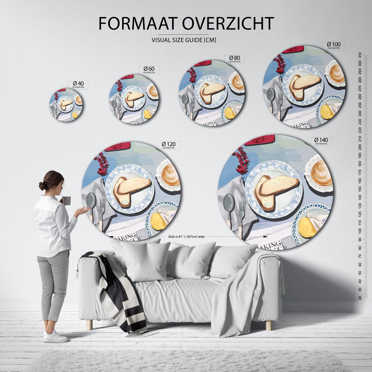 Ontbijt tafel – abstracte wandkunst als muurcirkel van WallArtistic