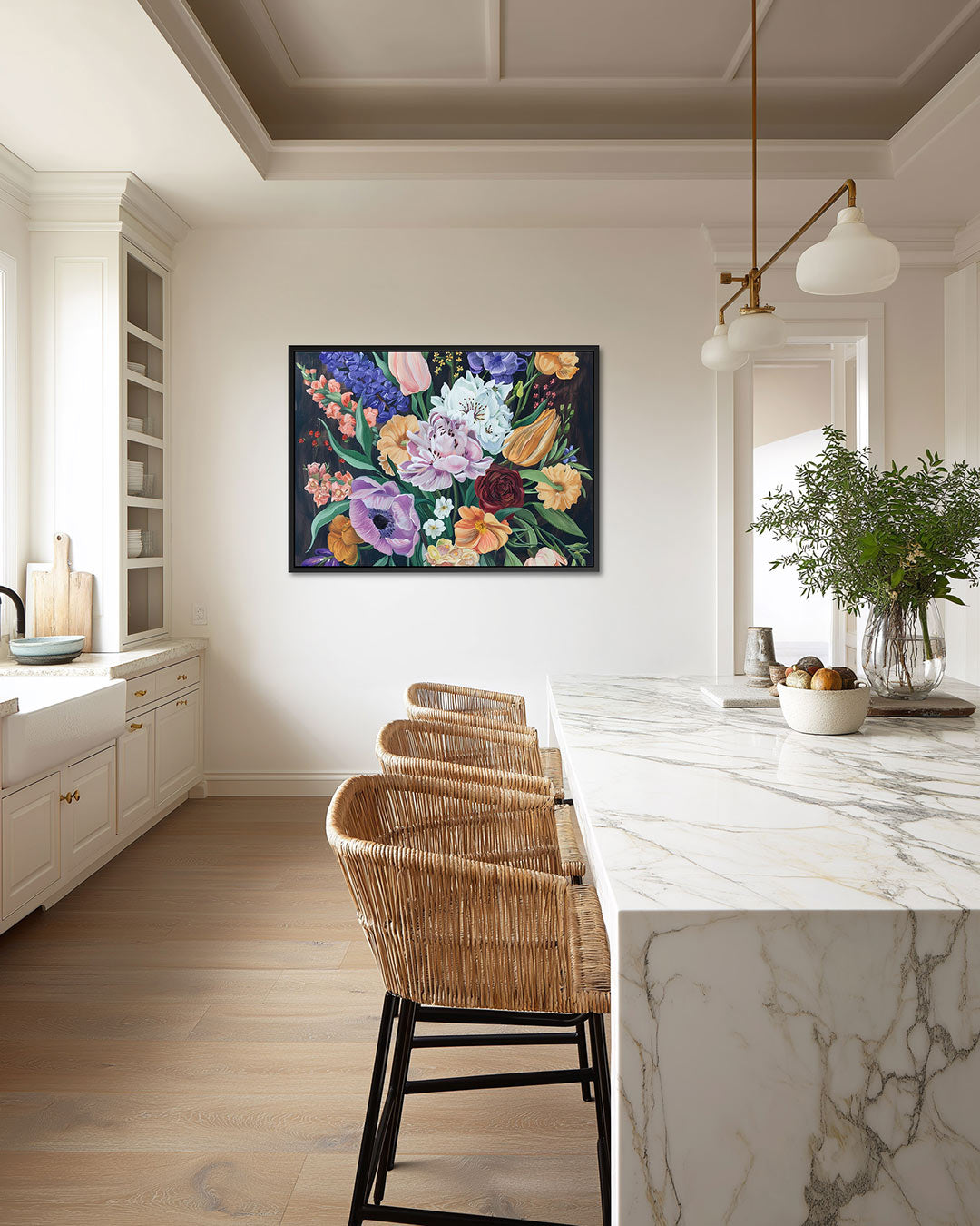 Bloemenpracht – Bloemen kunstwerk – liggende wanddecoratie
