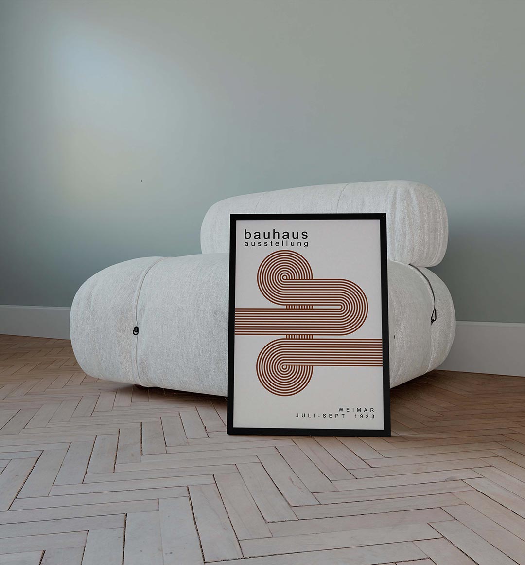 Lijnen en cirkelpatronen – geometrische poster in Bauhaus-stijl van WallArtistic