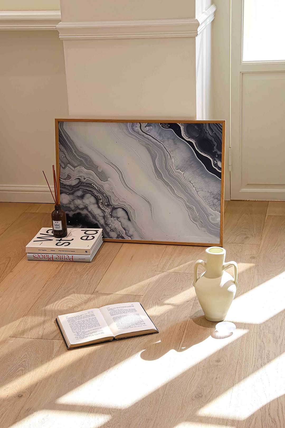 Golvende lijnen – liggende abstracte wanddecoratie van WallArtistic
