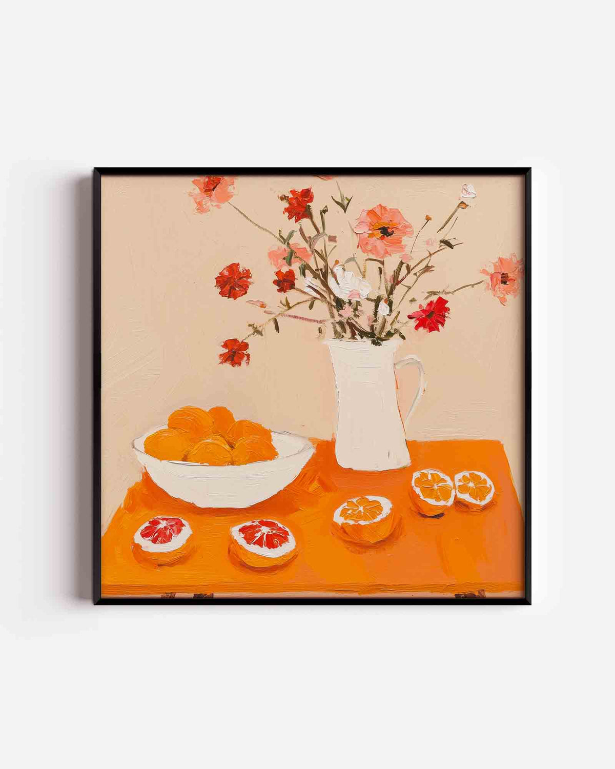 Bloemen en citrus – moderne vierkante poster als wanddecoratie