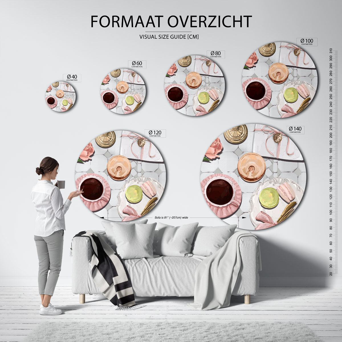 Ontbijt tafel – abstracte wandkunst als muurcirkel van WallArtistic