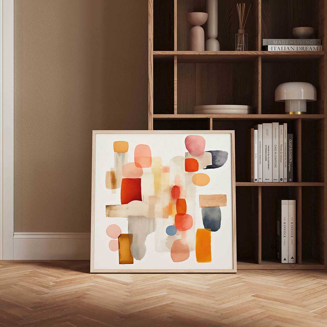 Abstracte vormen – kleurrijke vierkante wanddecoratie van WallArtistic