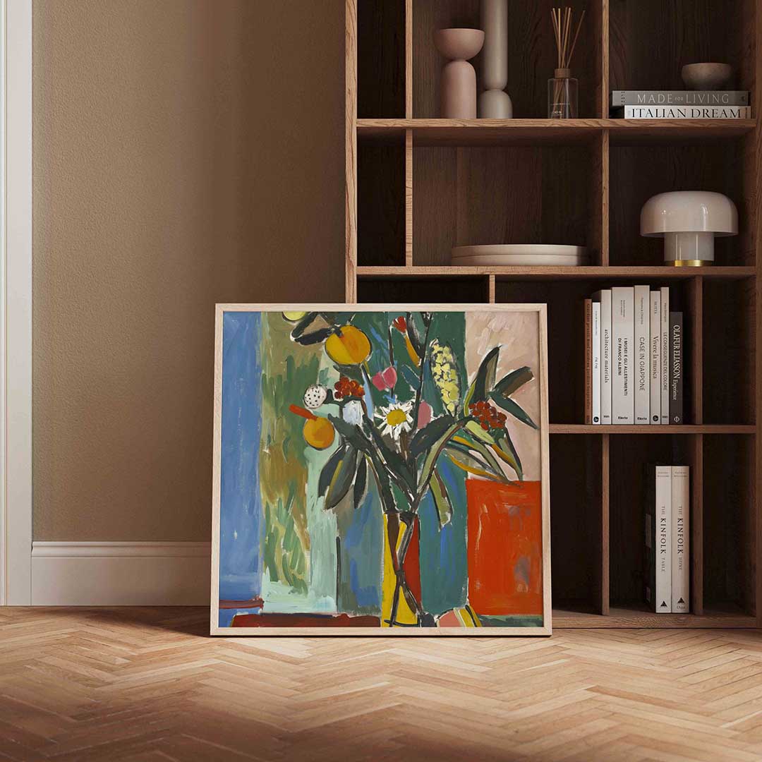 Bloemen en fruit – vierkante design wanddecoratie van WallArtistic