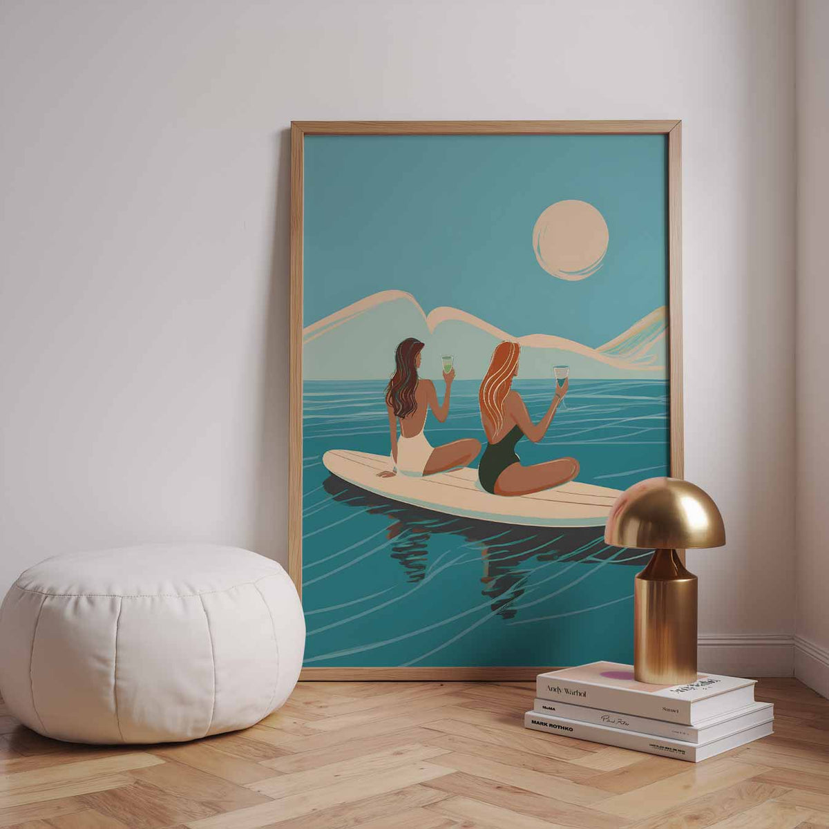 Zonsondergang op het Water – dierenillustratie als portret poster