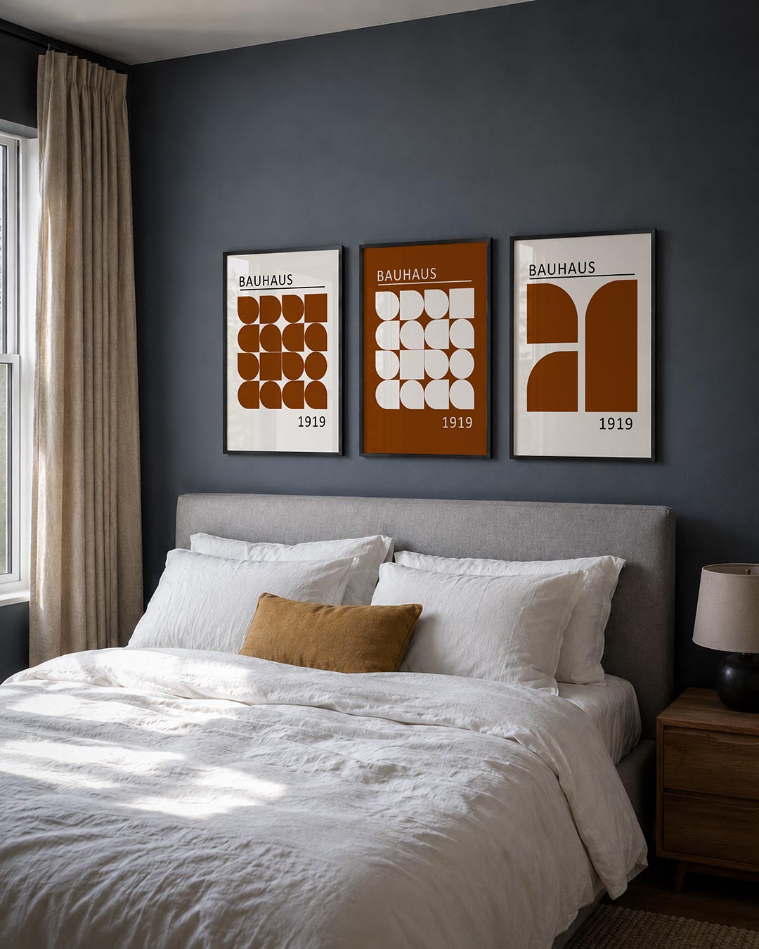 Vorm en ritme posterset – derde productweergave – deze posterset in drie delen toont een speelse ordening van halve cirkels