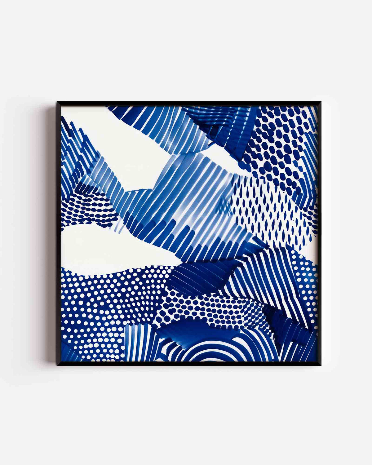 Abstracte blauwe patronen – kleurrijke illustratie poster als wanddecoratie