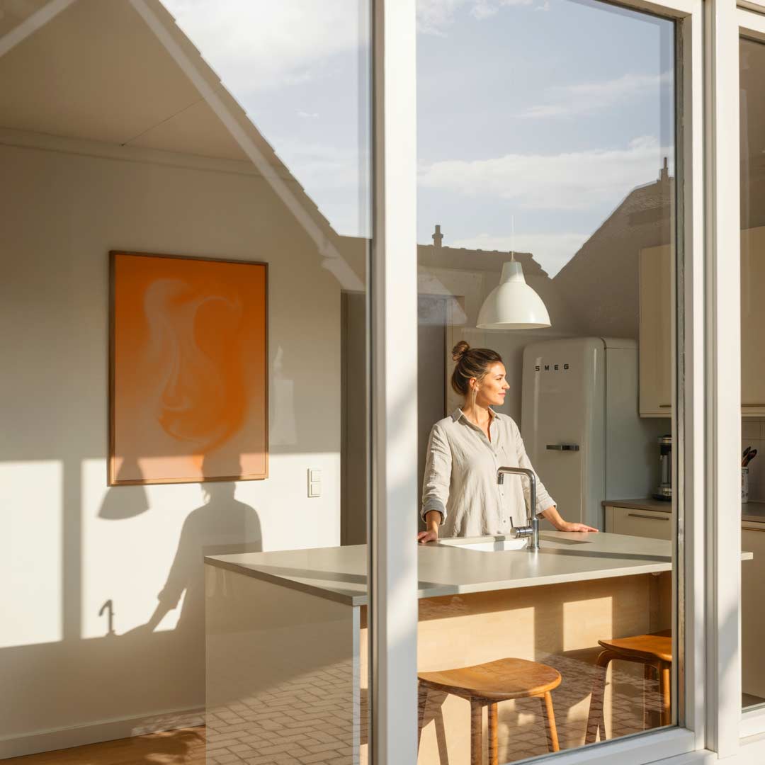 Vloeiende Oranje Droom – abstracte wandkunst als portret poster